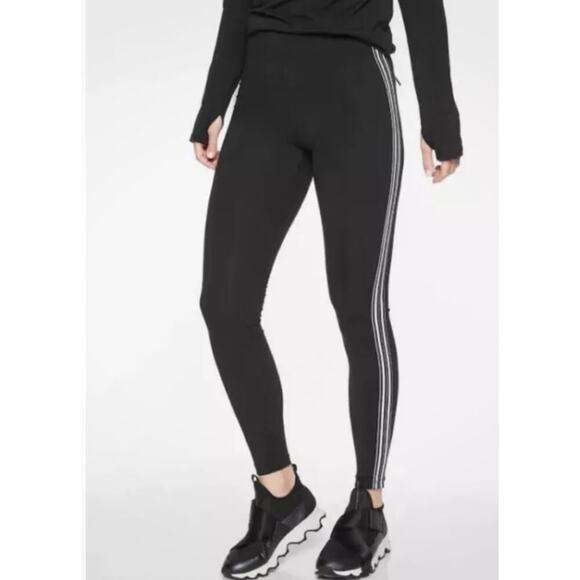 Athleta Track Tux Tight Womens Size Small Black/White Stripe - Picture 3 of 11